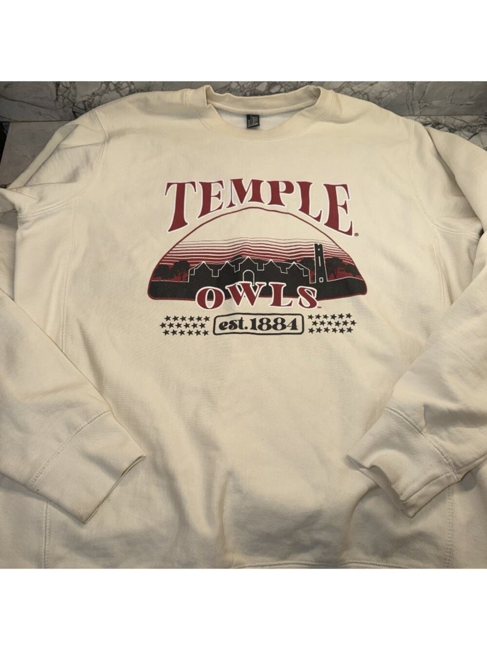 USCAPE XL Temple University Stars Heavyweight Crewneck Sweatshirt Bone
